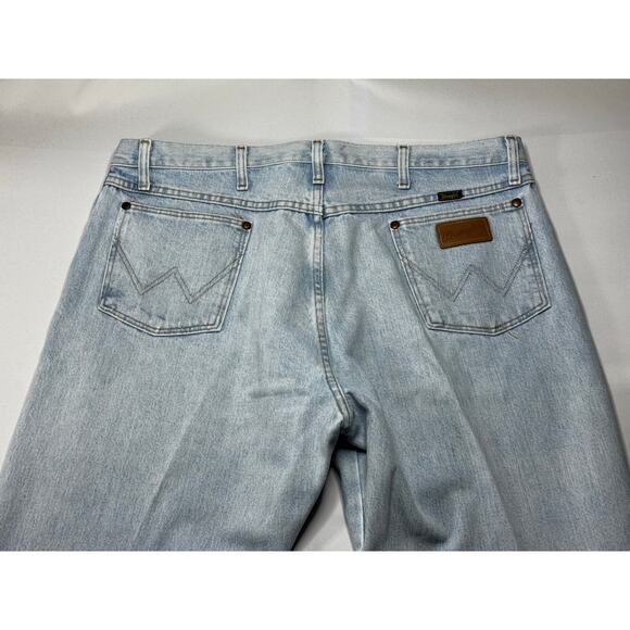Wrangler 13MWZGH Men's Regular Fit Straight Leg Light Blue Jeans - Size 40x33 - Picture 4 of 6